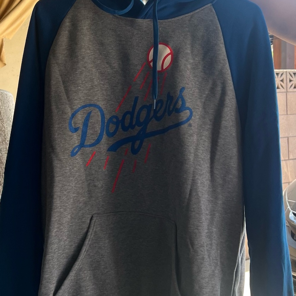 Dodgers Gray and Blue Men's Hoodie